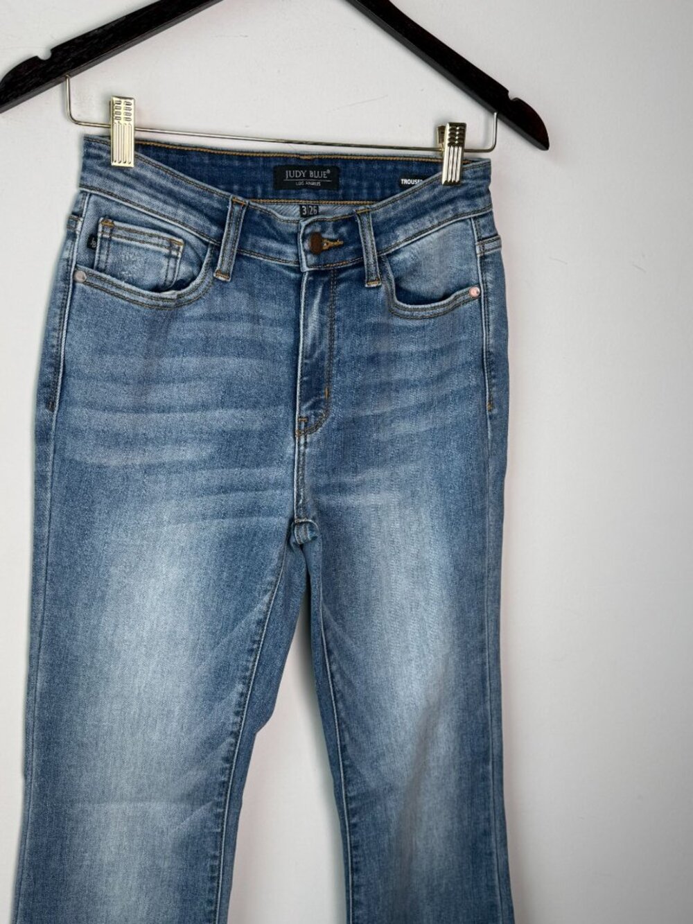 Judy Blue Trouser Flare Jeans Mid-Rise Medium Wash 3/26 Western Denim Tall Girl - Picture 5 of 9